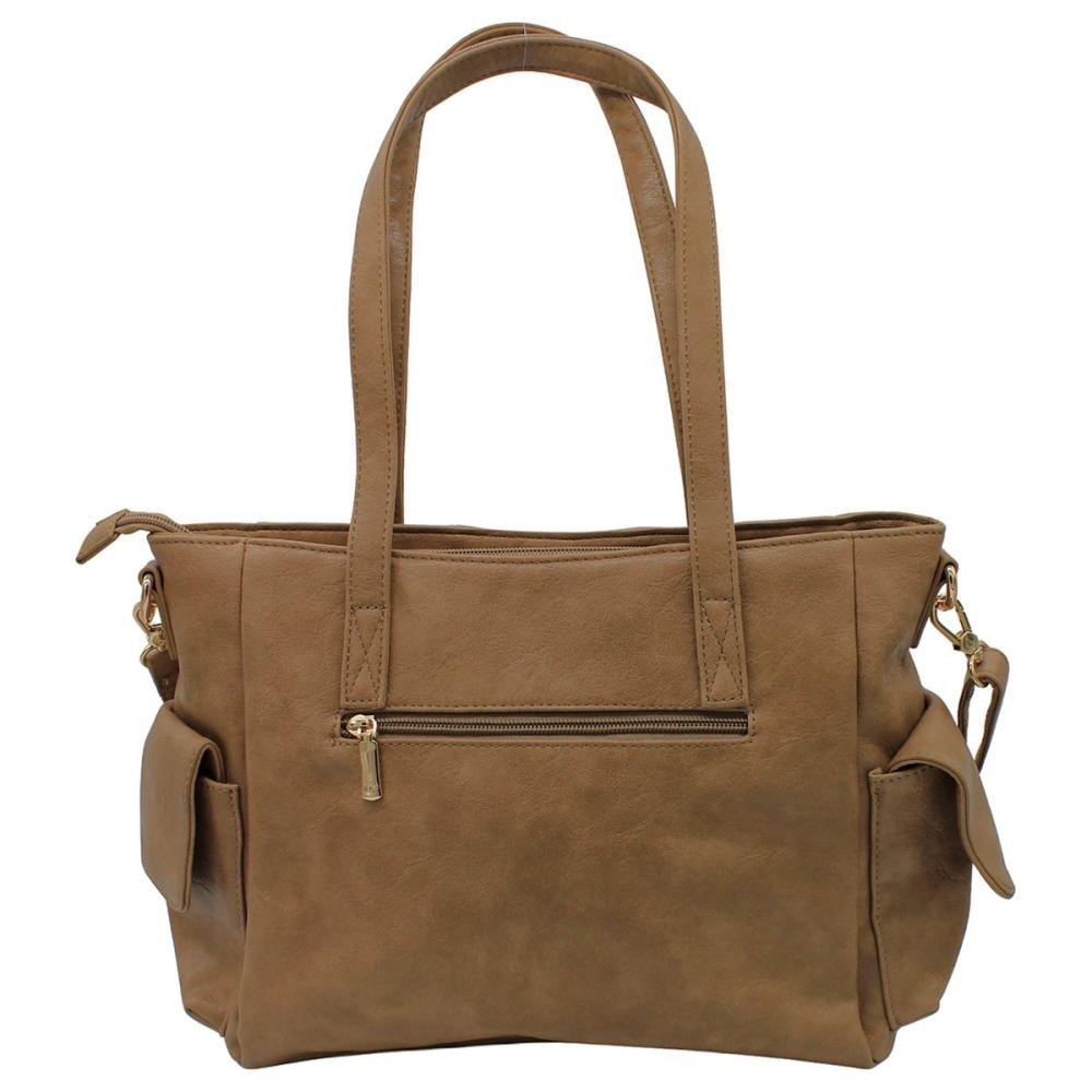 Bolsa De Ombro Pavão De Ouro Bolsos Laterais Feminina Bege 2