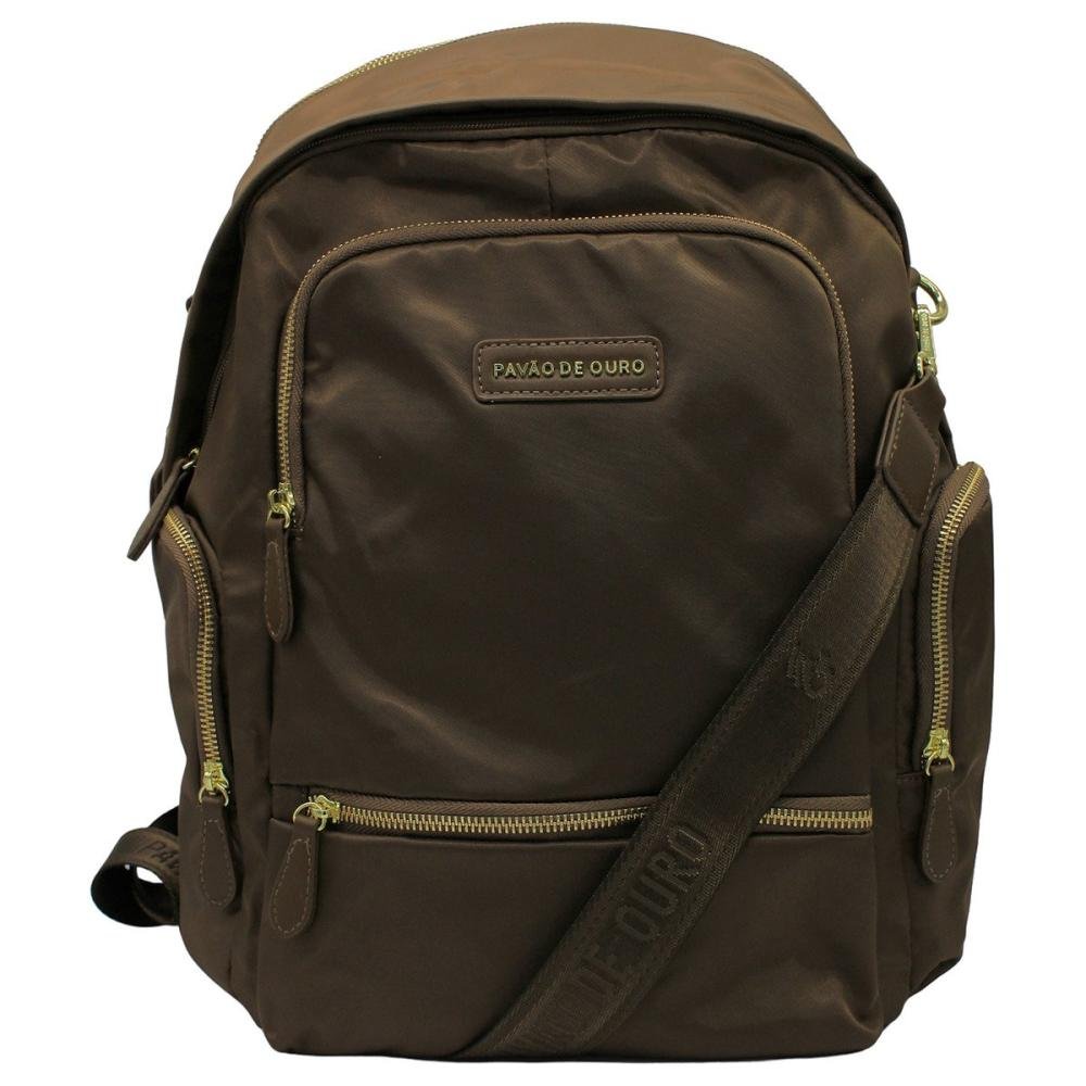Mochila De Costas Pavão De Ouro Nylon Zíper Diagonal Feminina