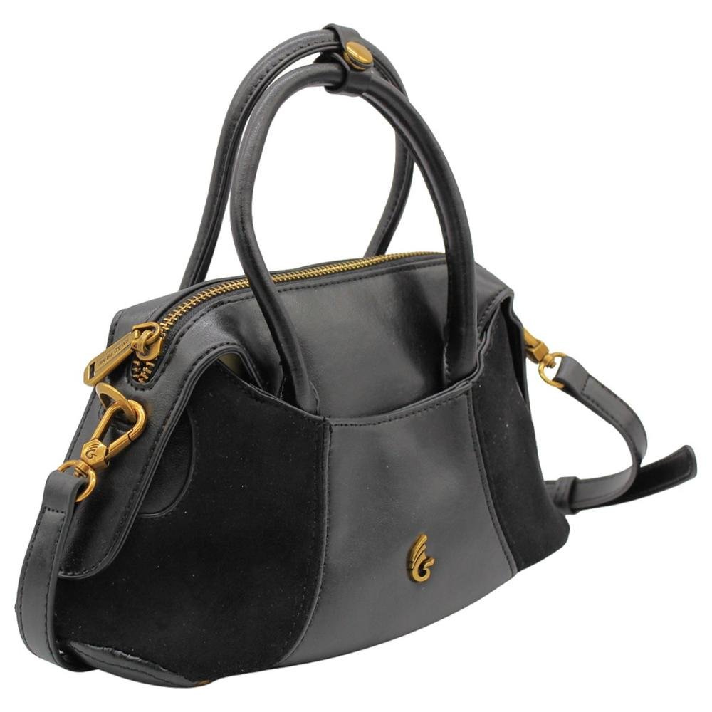 Bolsa De Mão Pavão De Ouro Mini Alças Curtas Feminina Preto 3