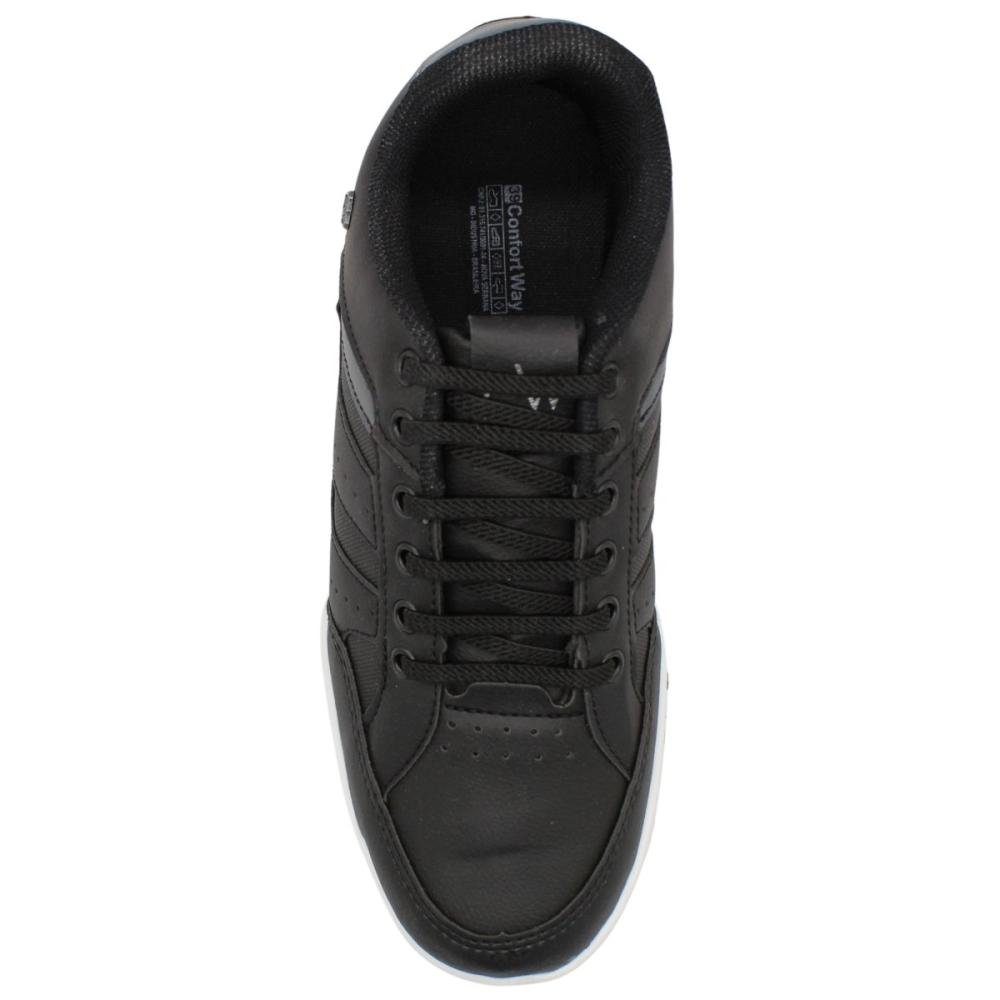 Sapatênis Confort Way Cadarço Elástico Perfuros Masculino Preto 3