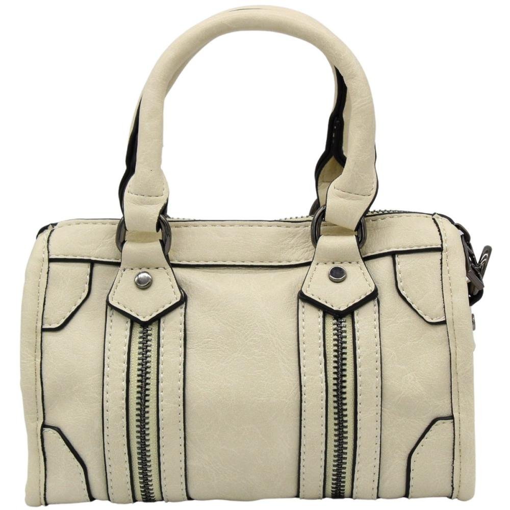 Bolsa Transversal Pavão De Ouro Decoração Zíper Mini Feminino Bege 2