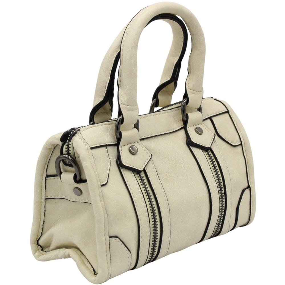 Bolsa Transversal Pavão De Ouro Decoração Zíper Mini Feminino Bege 3