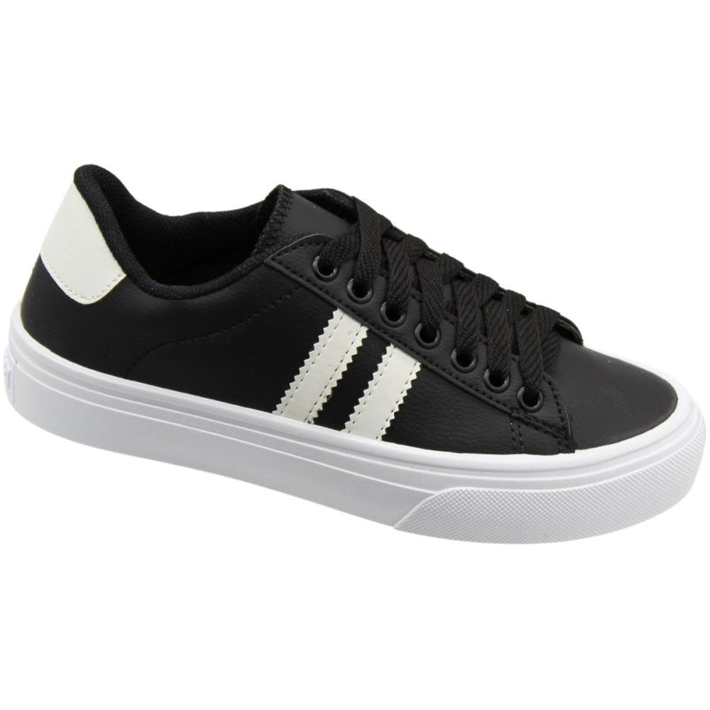 Tênis Casual Star Feet Sintético Costuras Feminino Preto 3