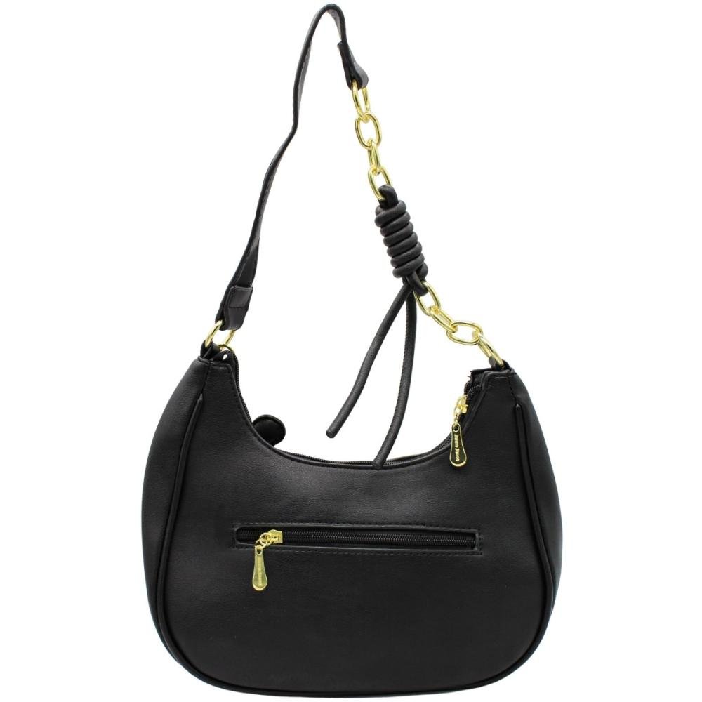 Bolsa de Ombro Texturizada Victtoria Voice Média com Enfeite Feminina Preto 3