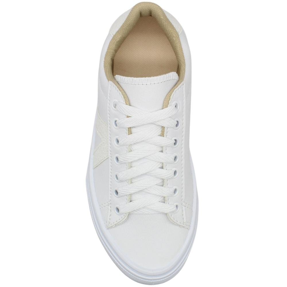 Tênis Casual Star Feet Sint Brilho Feminino Branco 4
