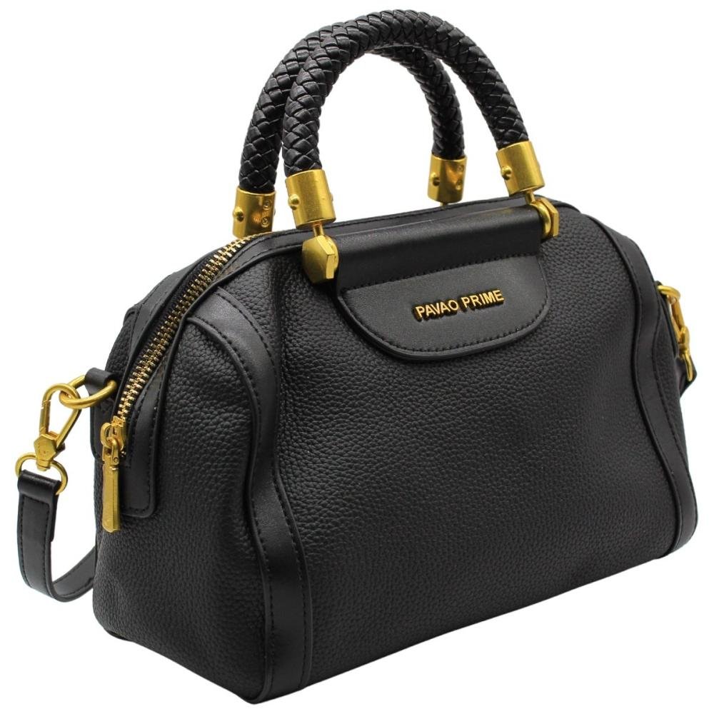 Bolsa Transversal Pavão De Ouro Prime Texturizada Feminino Preto 3