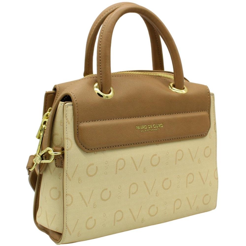 Bolsa Tranversal Pavão De Ouro Monograma PVO Feminina Branco 3