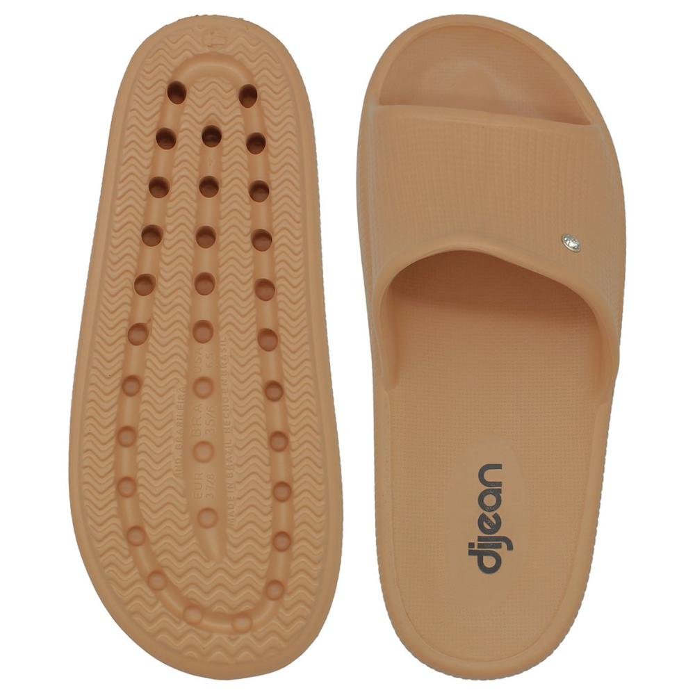 Chinelo Slide Plataforma Dijean Tira Larga Feminino Nude 3