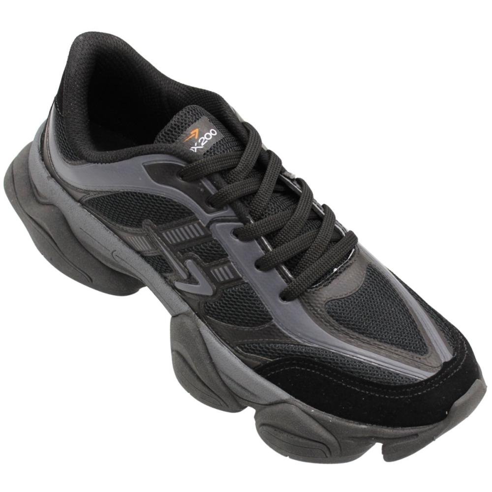 Tênis Jogging Box 200 Recortes Em Camurça Masculino Preto 3
