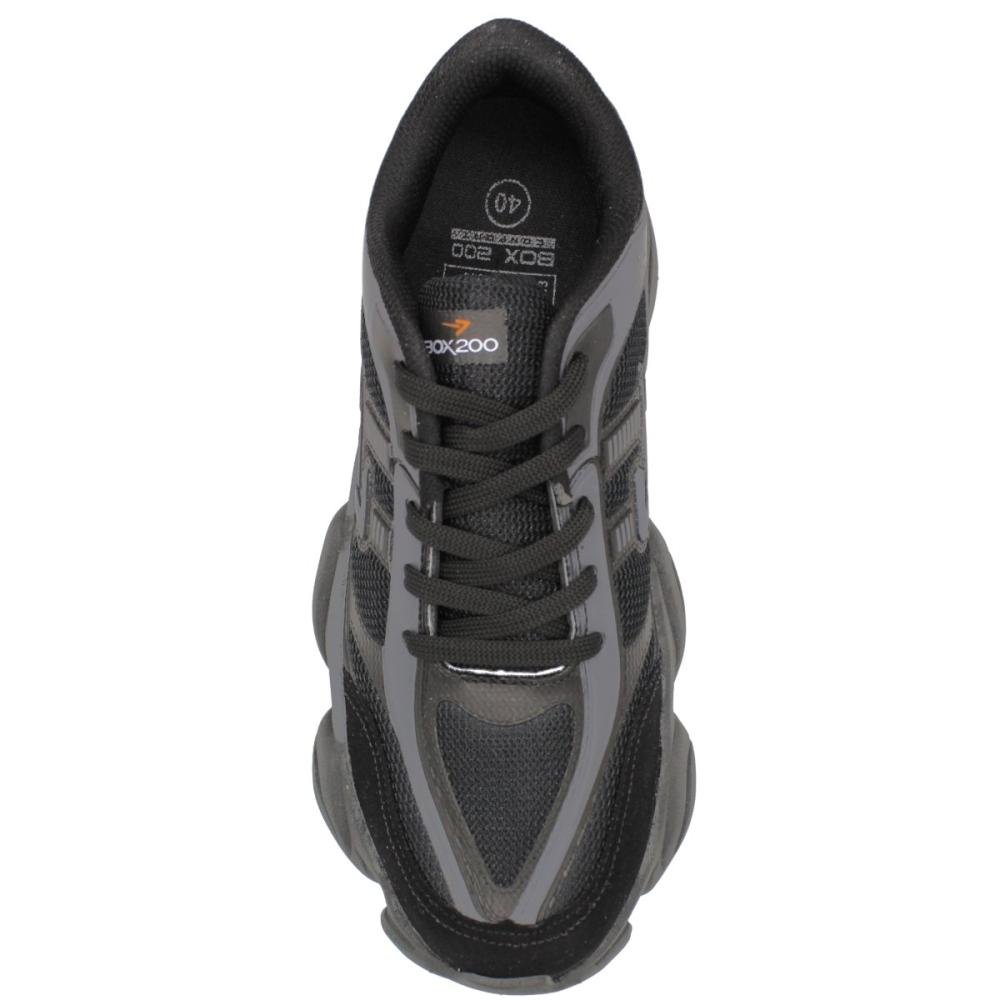 Tênis Jogging Box 200 Recortes Em Camurça Masculino Preto 4