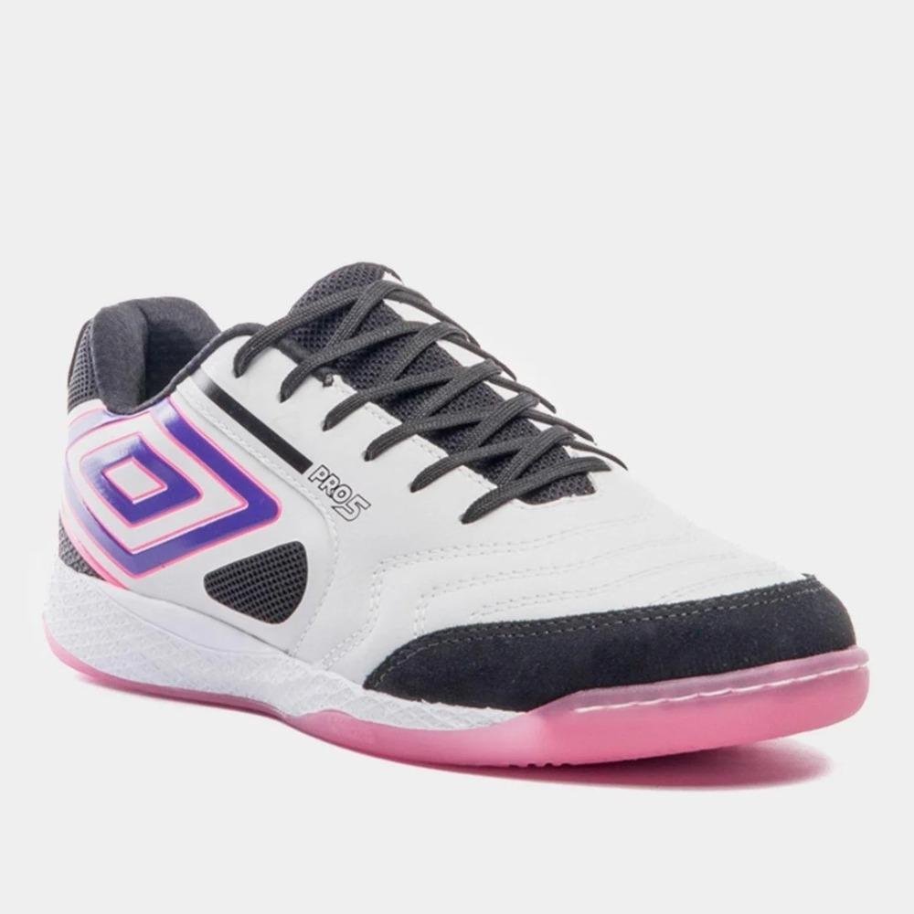 Chuteira Futsal Umbro Pro 5 Bump Club Cinza/Rosa 4