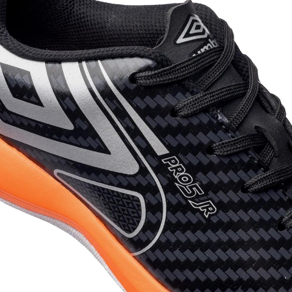 Chuteira Futsal Umbro Pro 5 Jr Preto/Laranja 7