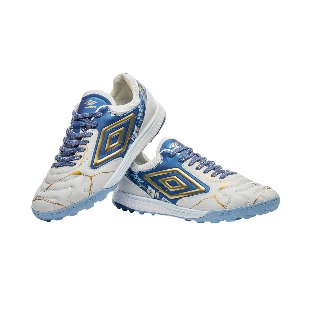 Chuteira Society Umbro Adam Master Class Pro Bump Kintsugi Azul/Dourado 3