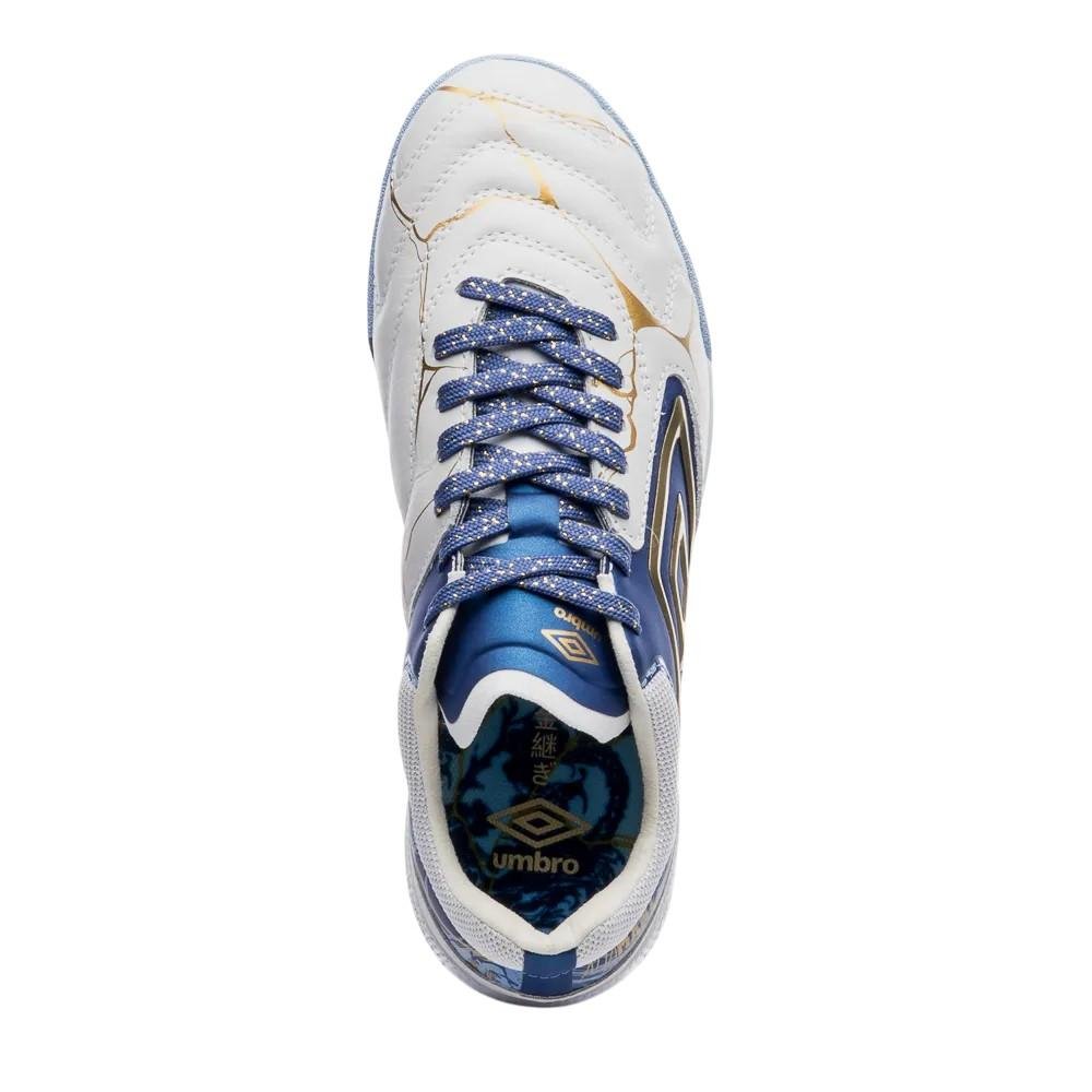 Chuteira Society Umbro Adam Master Class Pro Bump Kintsugi Azul/Dourado 7