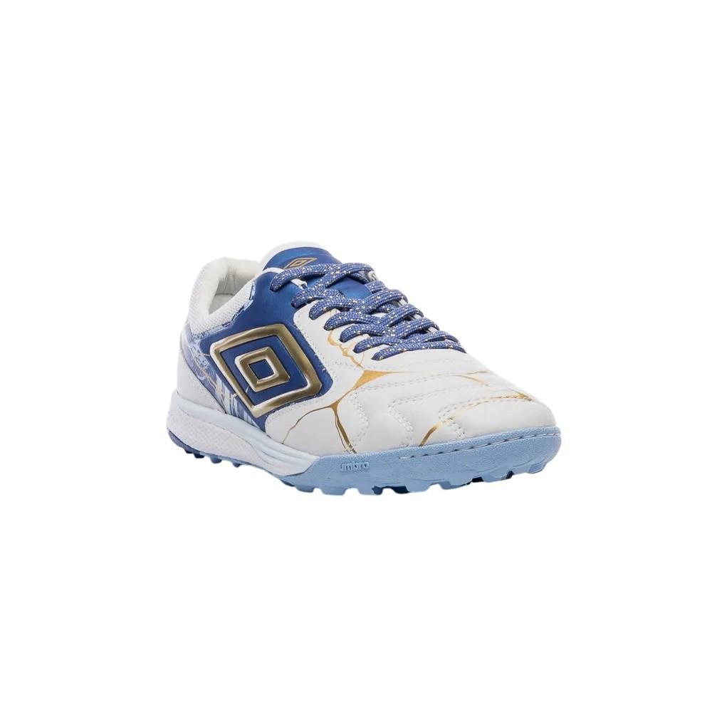 Chuteira Society Umbro Adam Master Class Pro Bump Kintsugi Azul/Dourado 9