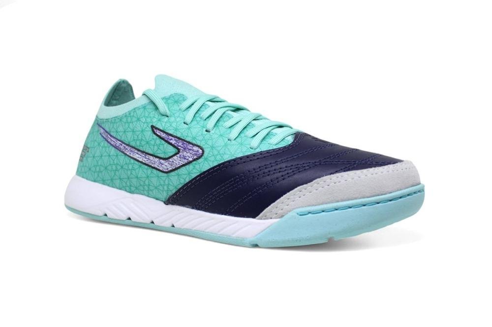 Chuteira Futsal Topper Dominator Fuse Verde/Azul 2