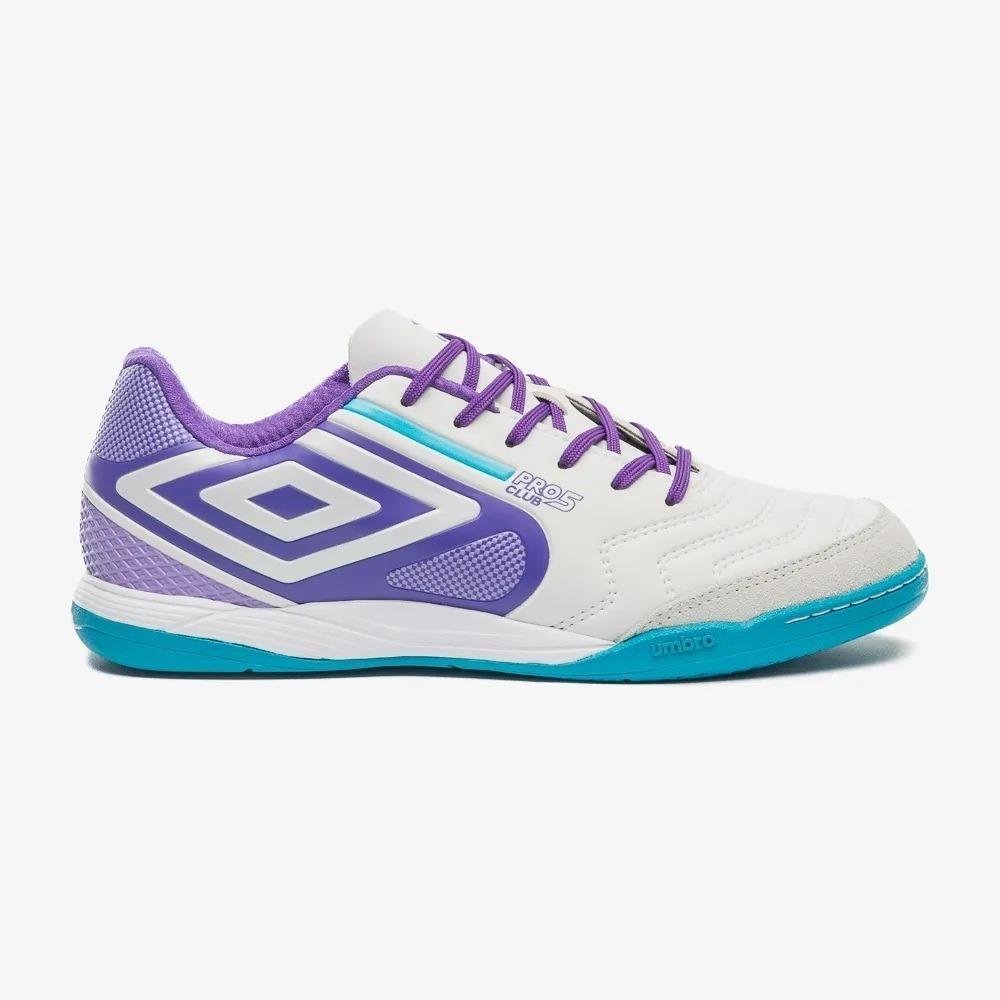 Chuteira Futsal Umbro Pro 5 Bump Club Branco/Roxo 3