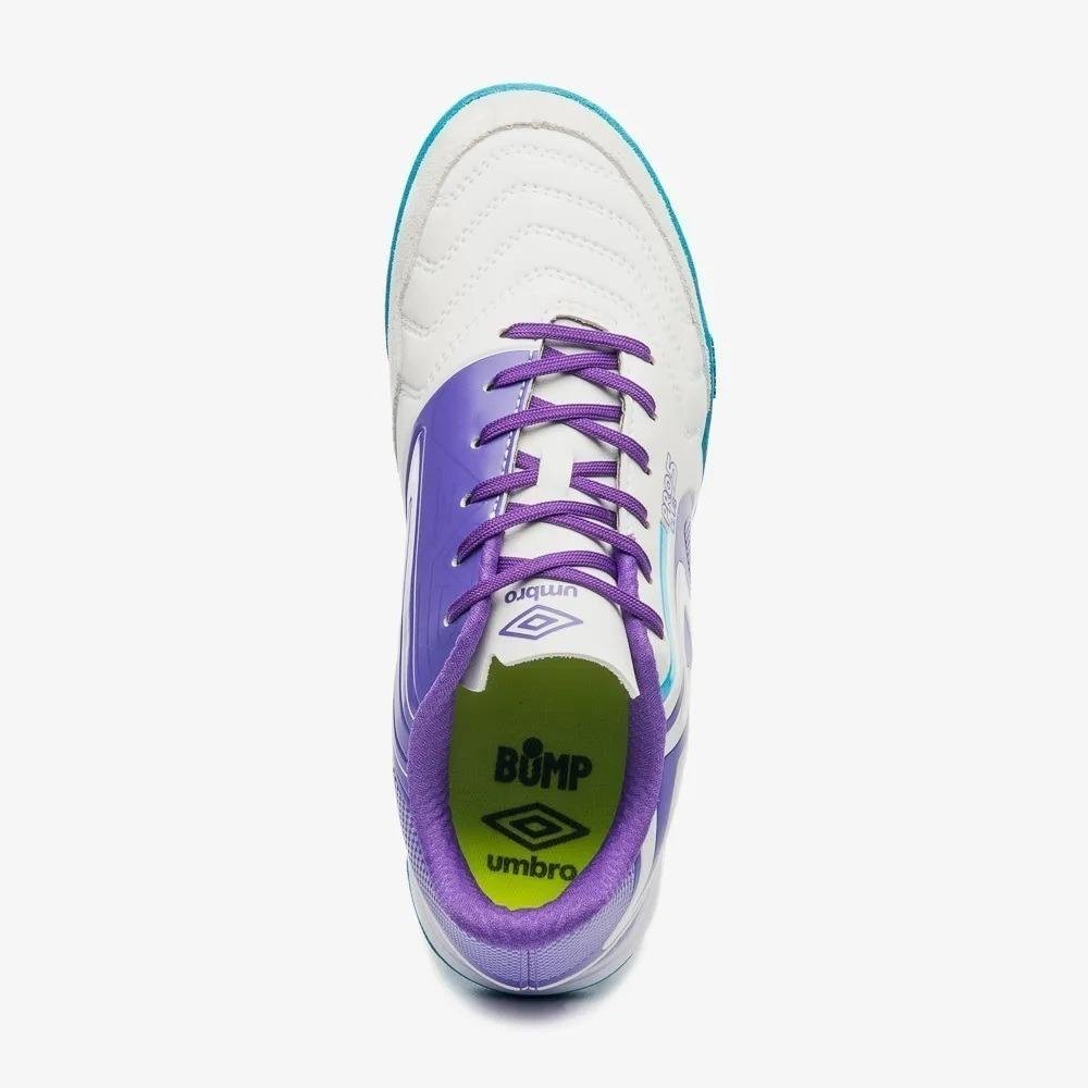 Chuteira Futsal Umbro Pro 5 Bump Club Branco/Roxo 6