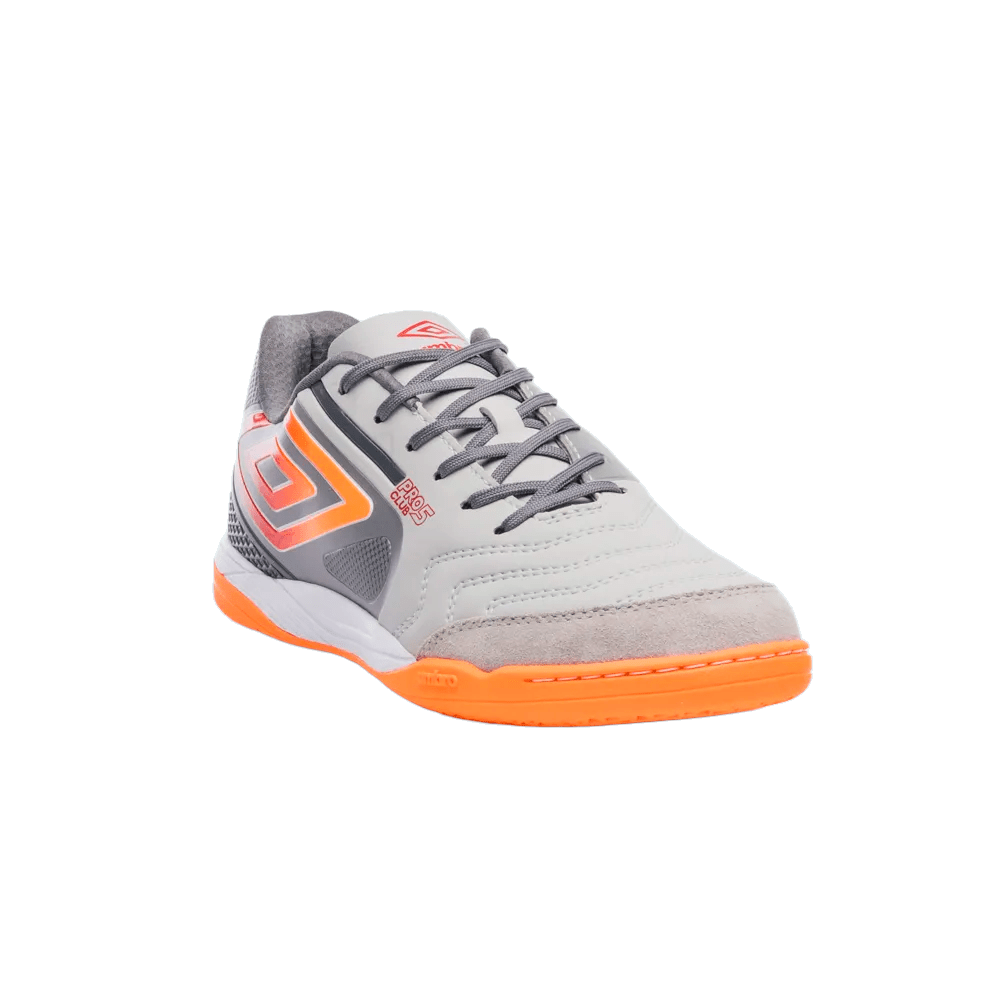 Chuteira Futsal Umbro Pro 5 Bump Club Cinza/Laranja 2