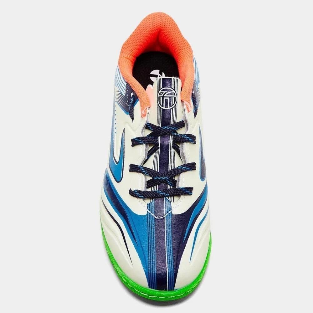 Chuteira Futsal Topper Camaleão Branco/Azul 4