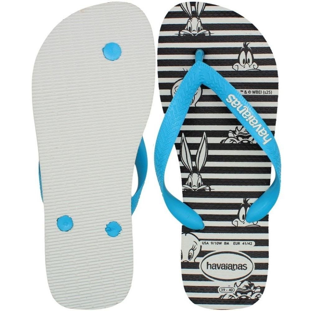 Chinelo Havaianas Top Warner Logo Azul/Preto 3