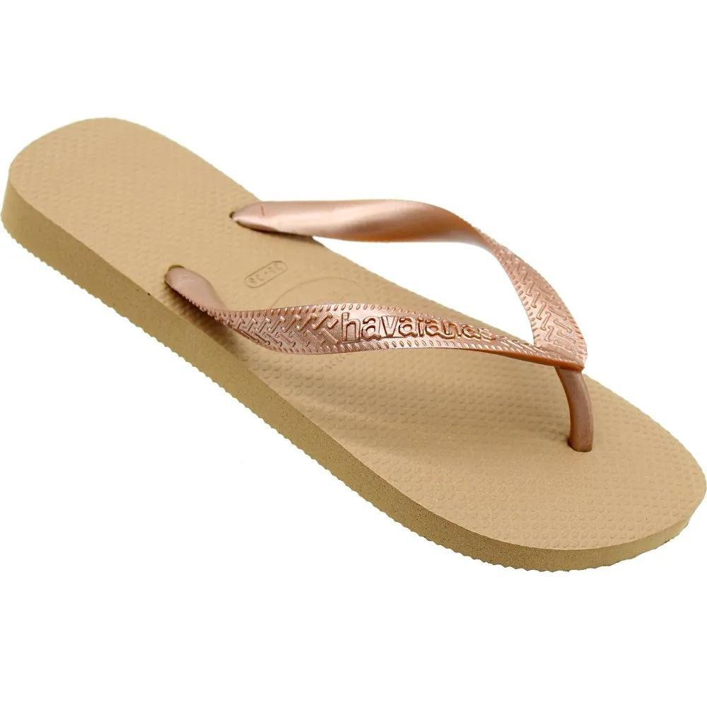 Chinelo Havaianas Top Logo Metallic Bege 2