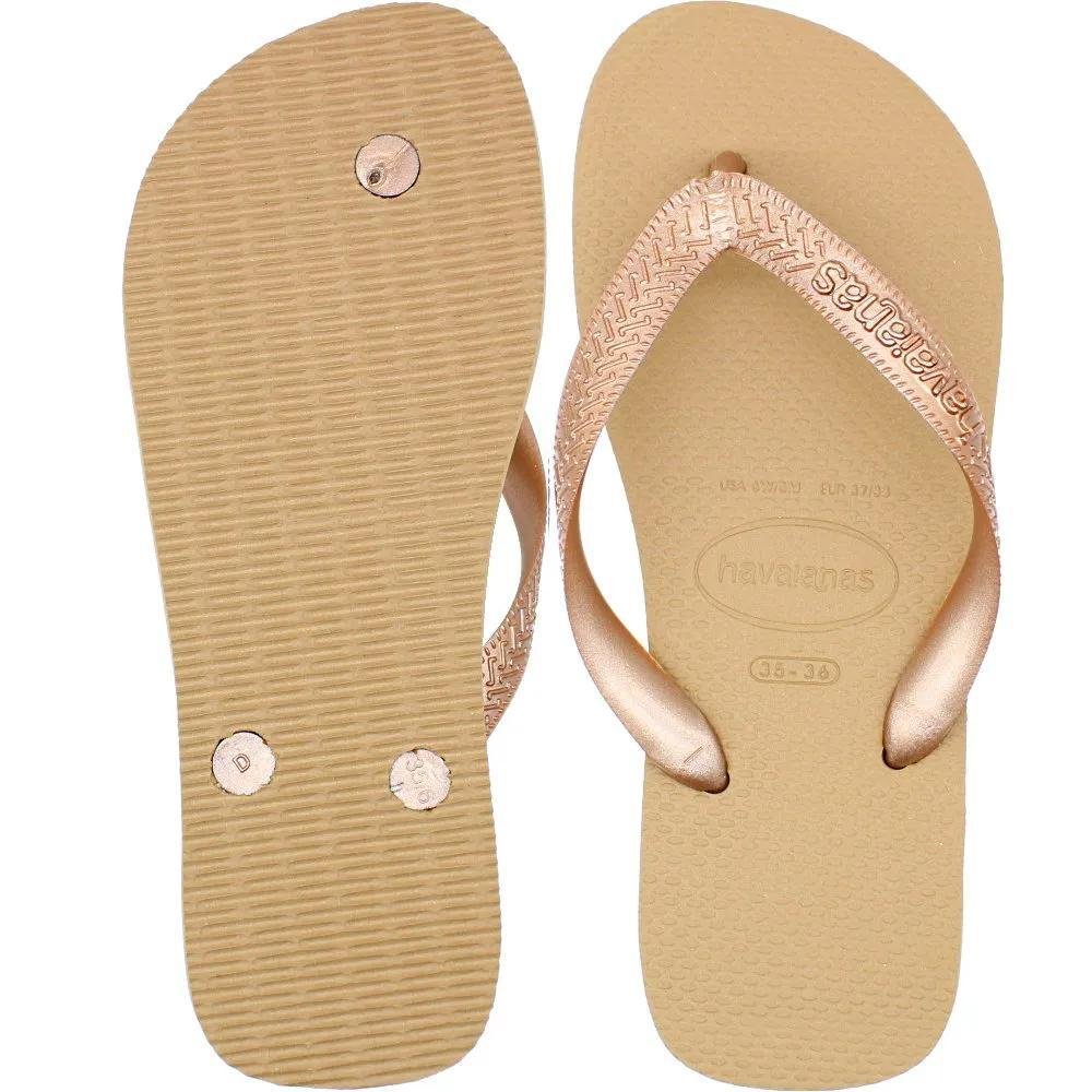 Chinelo Havaianas Top Logo Metallic Bege 3