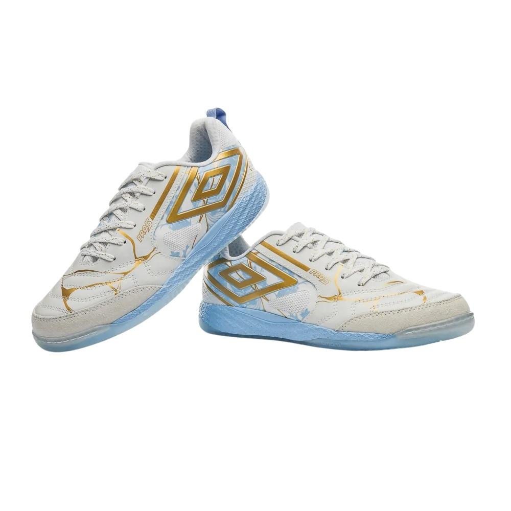 Chuteira Futsal Umbro Pro 5 Bump Kintsugi Branco/Dourado 3