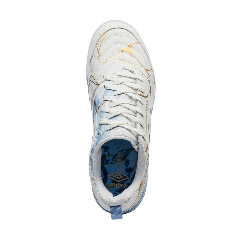 Chuteira Futsal Umbro Pro 5 Bump Kintsugi Branco/Dourado 8