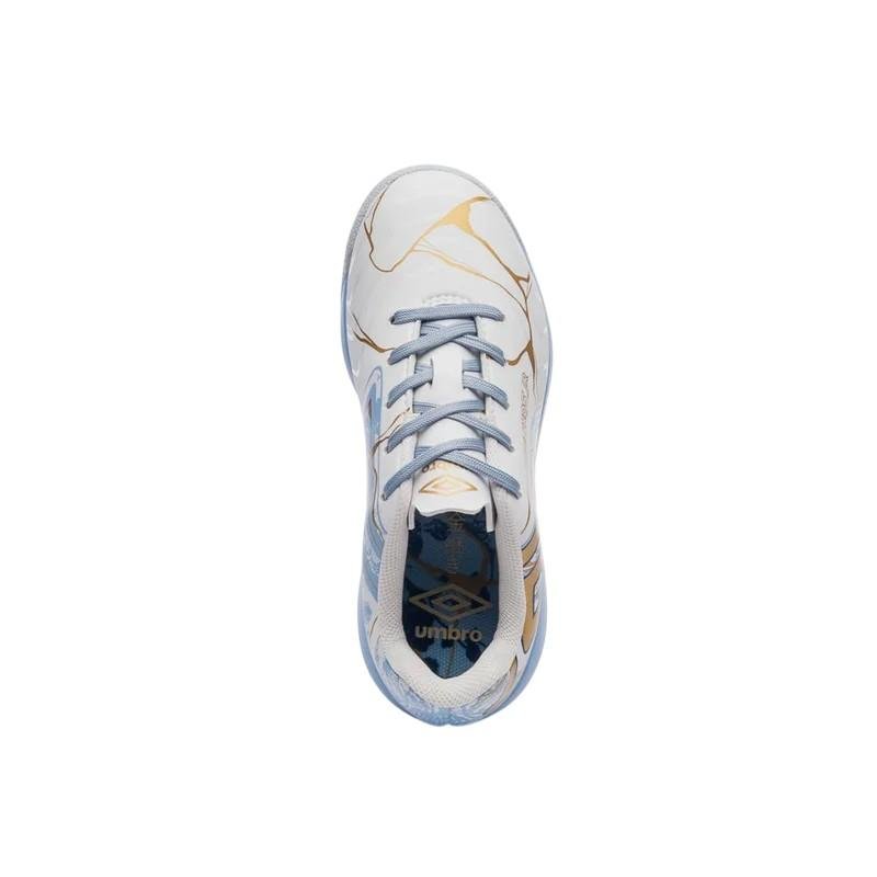 Chuteira Futsal Umbro Pro 5 Bump Kintsugi Branco/Dourado 5