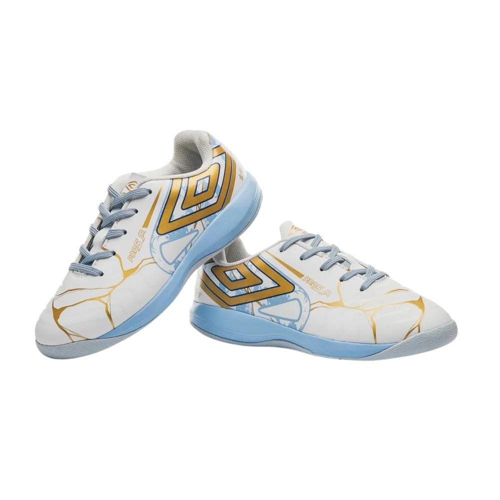 Chuteira Futsal Umbro Pro 5 Bump Kintsugi Branco/Dourado 8