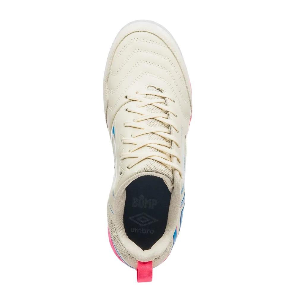 Chuteira Futsal Umbro Pro 5 Bump Infantil Bege/Azul 4