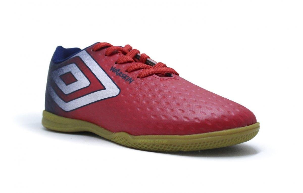 Chuteira futsal Umbro Warskin Jr infantil - unissex - vermelho e azul marinho Vermelho/Azul 2