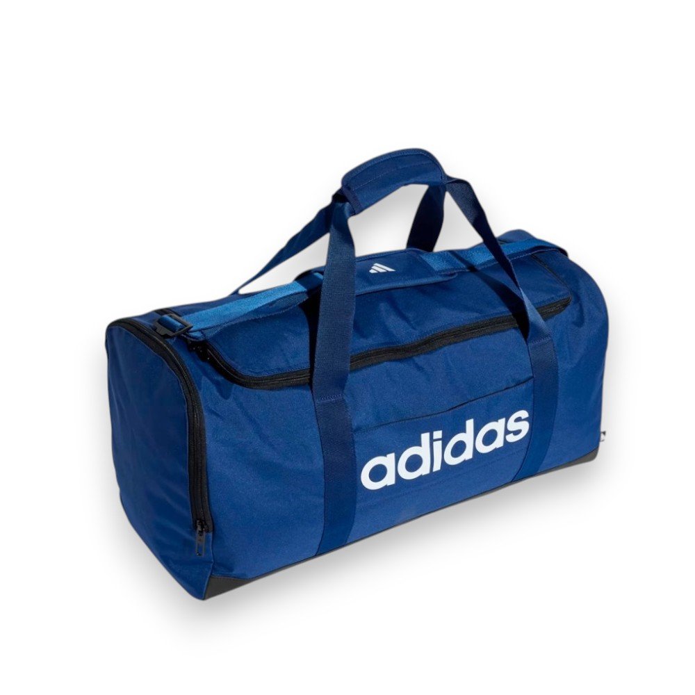 Bolsa Adidas Duffel Linear Média Preto/Azul 3