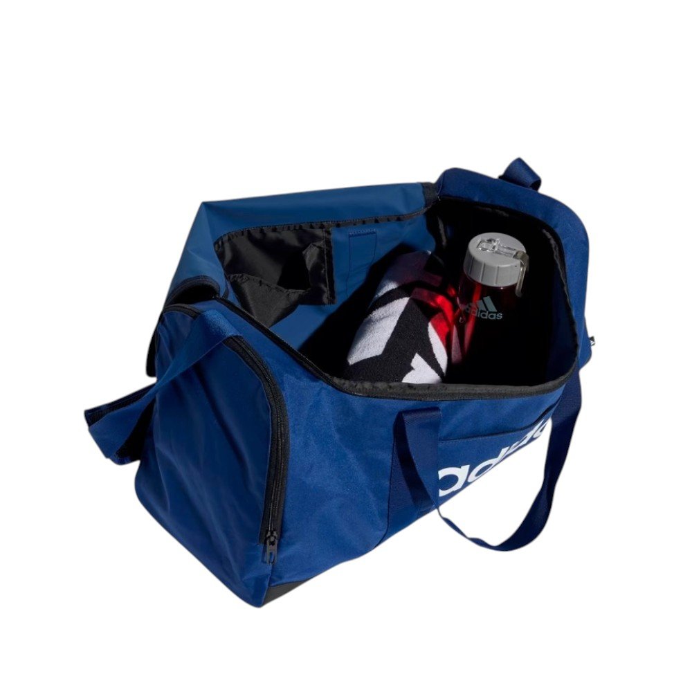 Bolsa Adidas Duffel Linear Média Preto/Azul 4