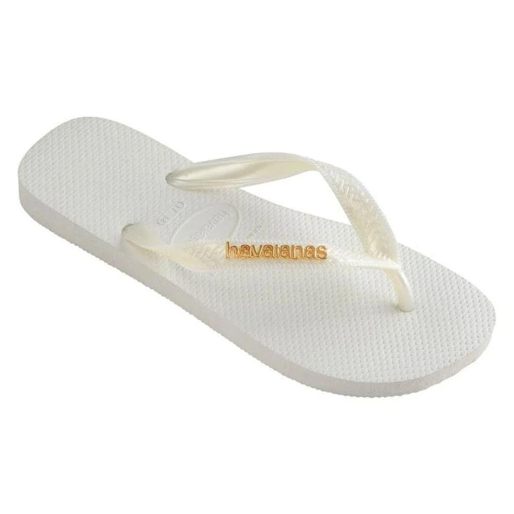 Chinelo Havaianas Logo Mtlc Branco/Dourado 2