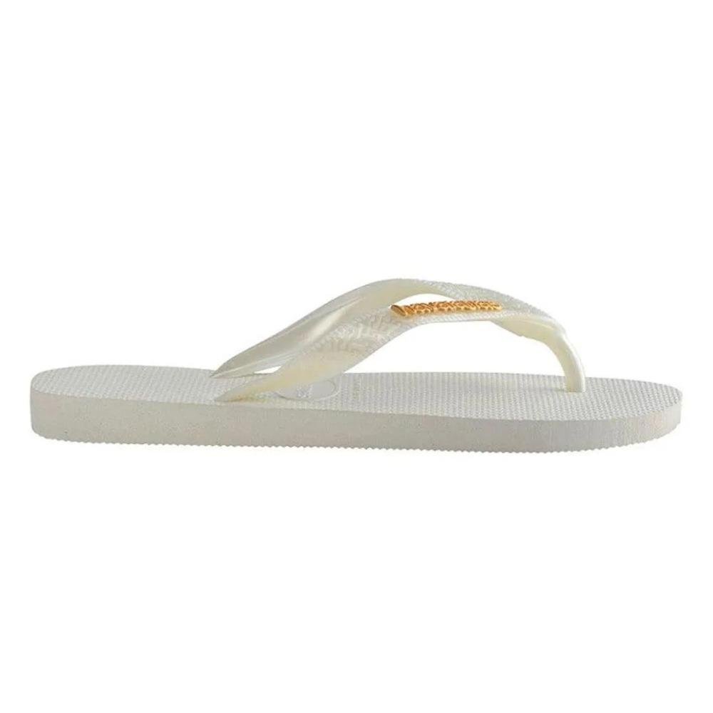 Chinelo Havaianas Logo Mtlc Branco/Dourado 3