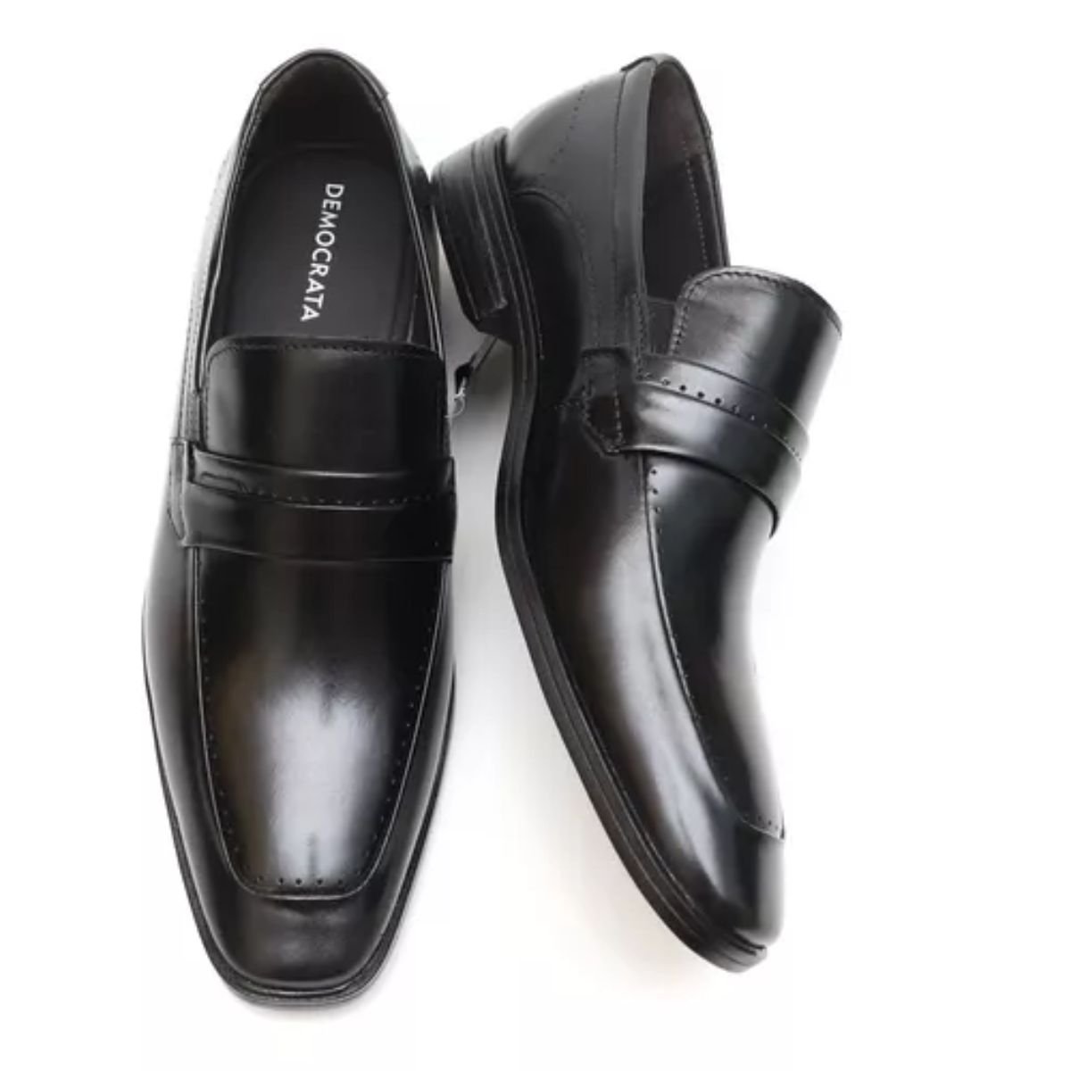 Sapato Social em Couro Masculino Democrata Metropolitan 055202P Preto Preto 3