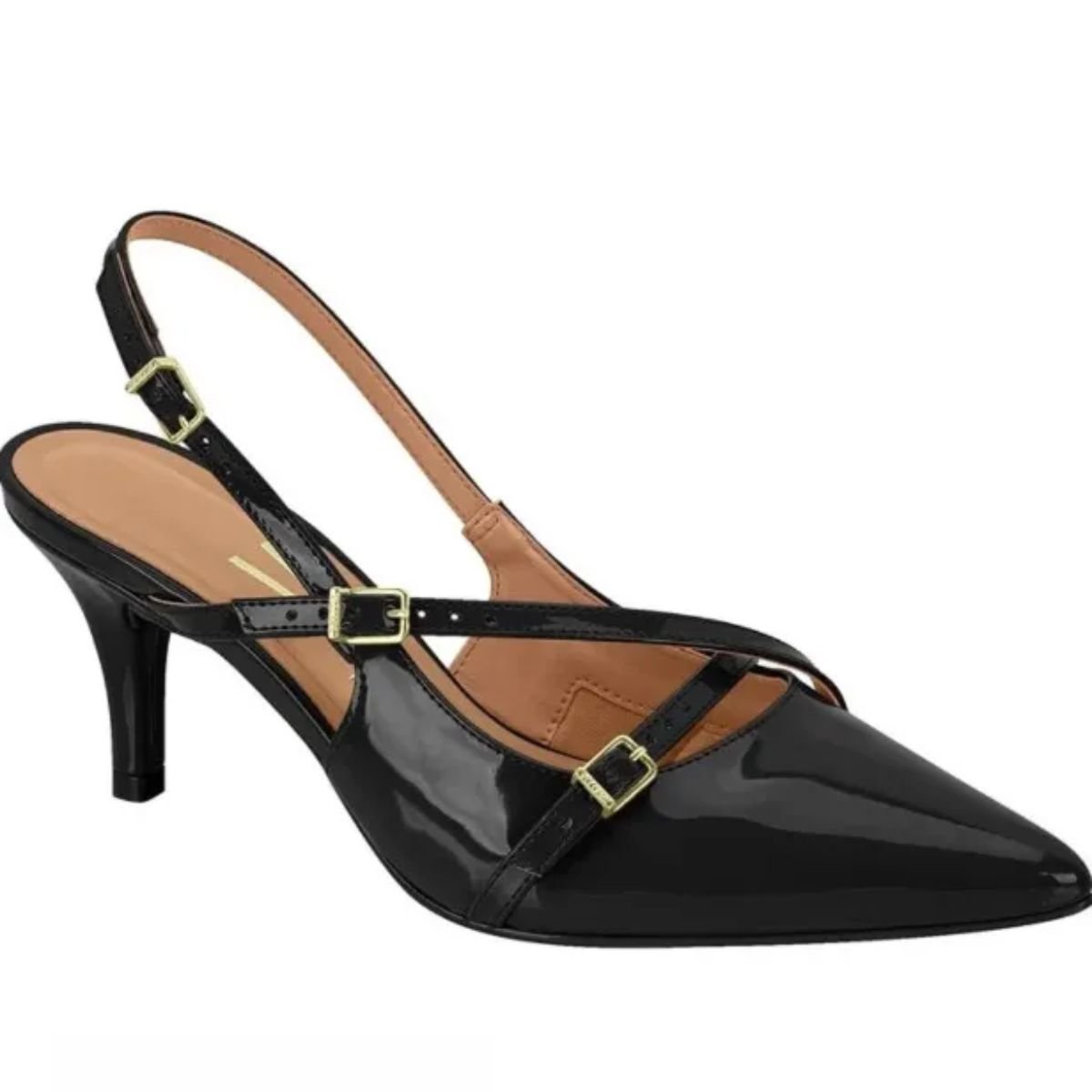 Sapato Scarpin Feminino Slingback Salto Médio Verniz 11851124