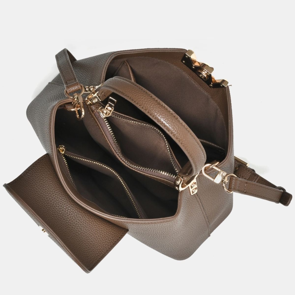 Bolsa Tote Feminina 3 Divisórias Via Marte B1-159 Marrom Cafe Marrom 4