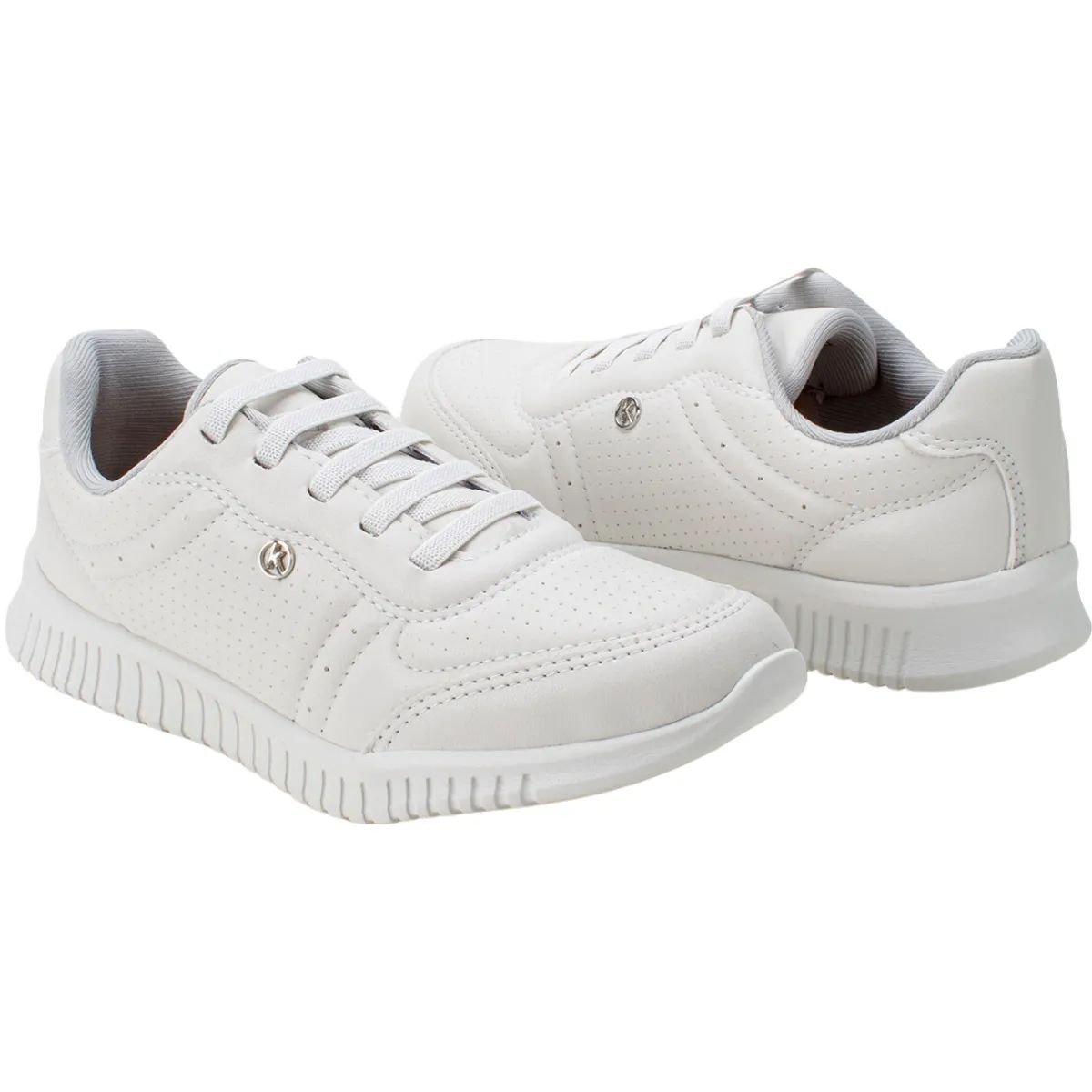 Tênis Feminino Casual Kolosh Calce Fácil Elástico Impulse+Evafit C4003 Branco Branco 3