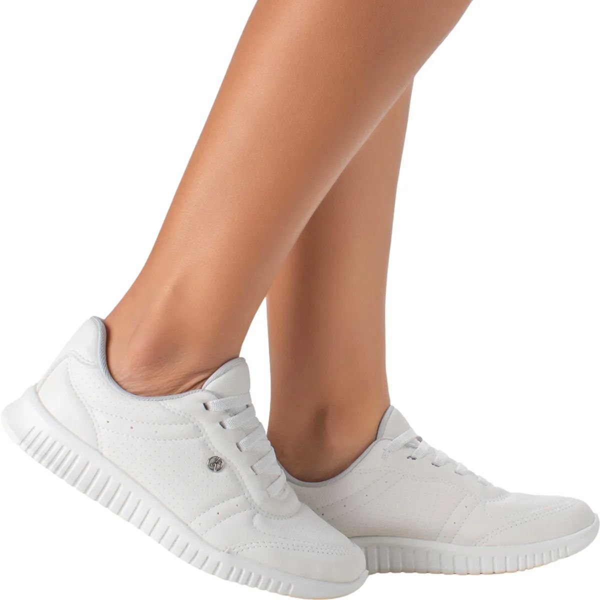 Tênis Feminino Casual Kolosh Calce Fácil Elástico Impulse+Evafit C4003 Branco Branco 6