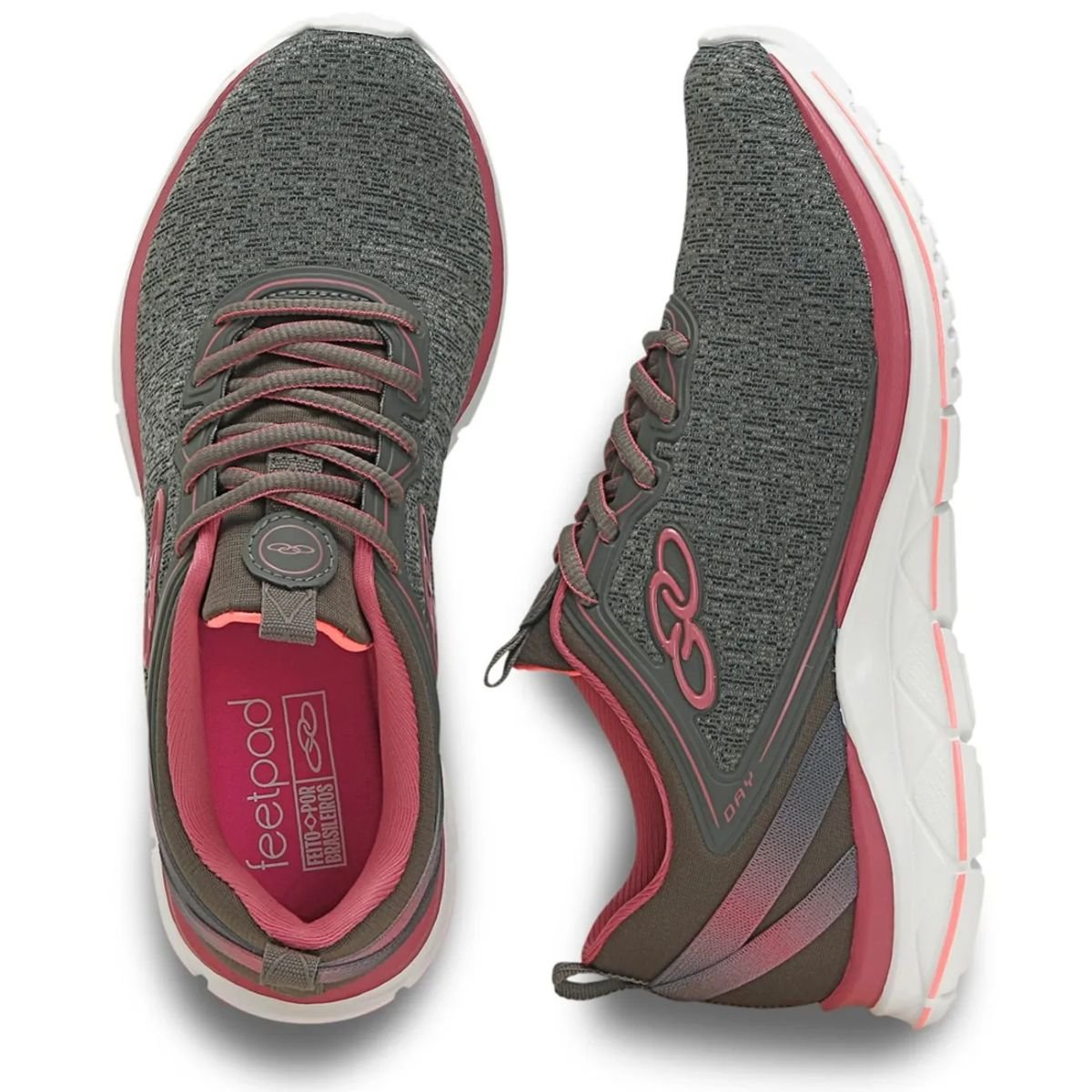 Tênis feminino Olympikus Day Chumbo Cinza/Rosa 3