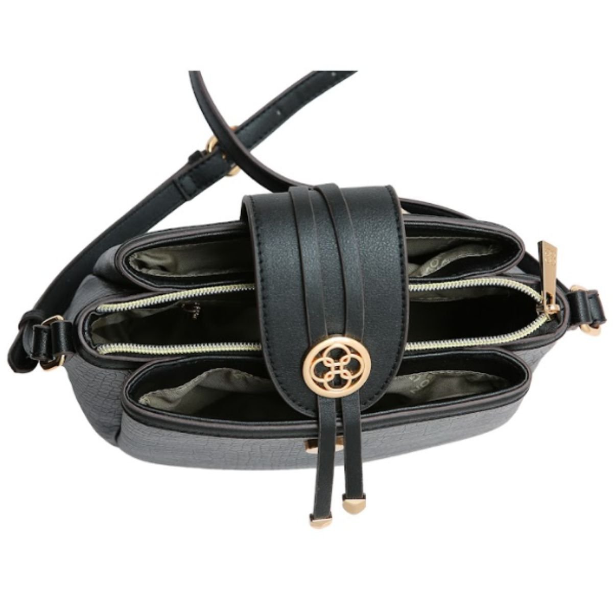 Bolsa Feminina Chenson Mini Croco 85240 Preto Preto 4