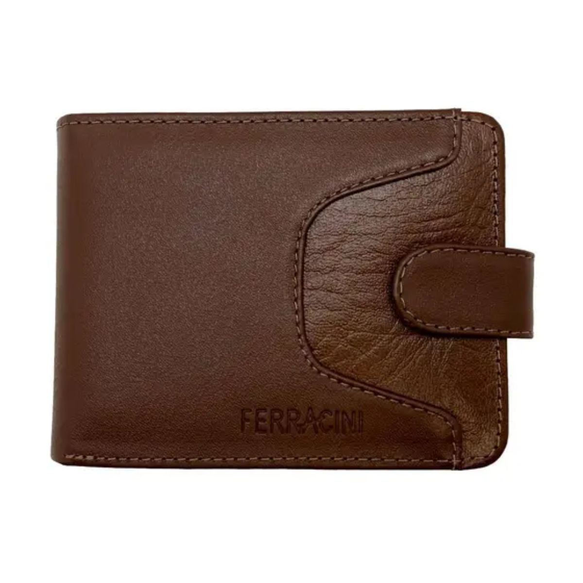 Carteira em Couro Fechamento Botão Ferracini CF393C Marrom