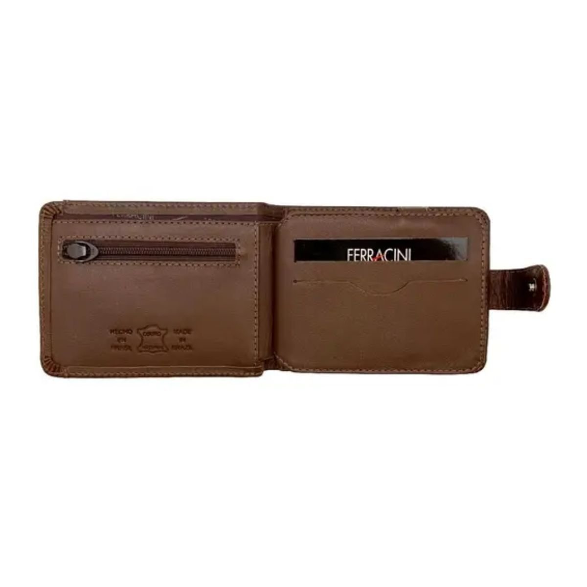 Carteira em Couro Fechamento Botão Ferracini CF393C Marrom Marrom 3