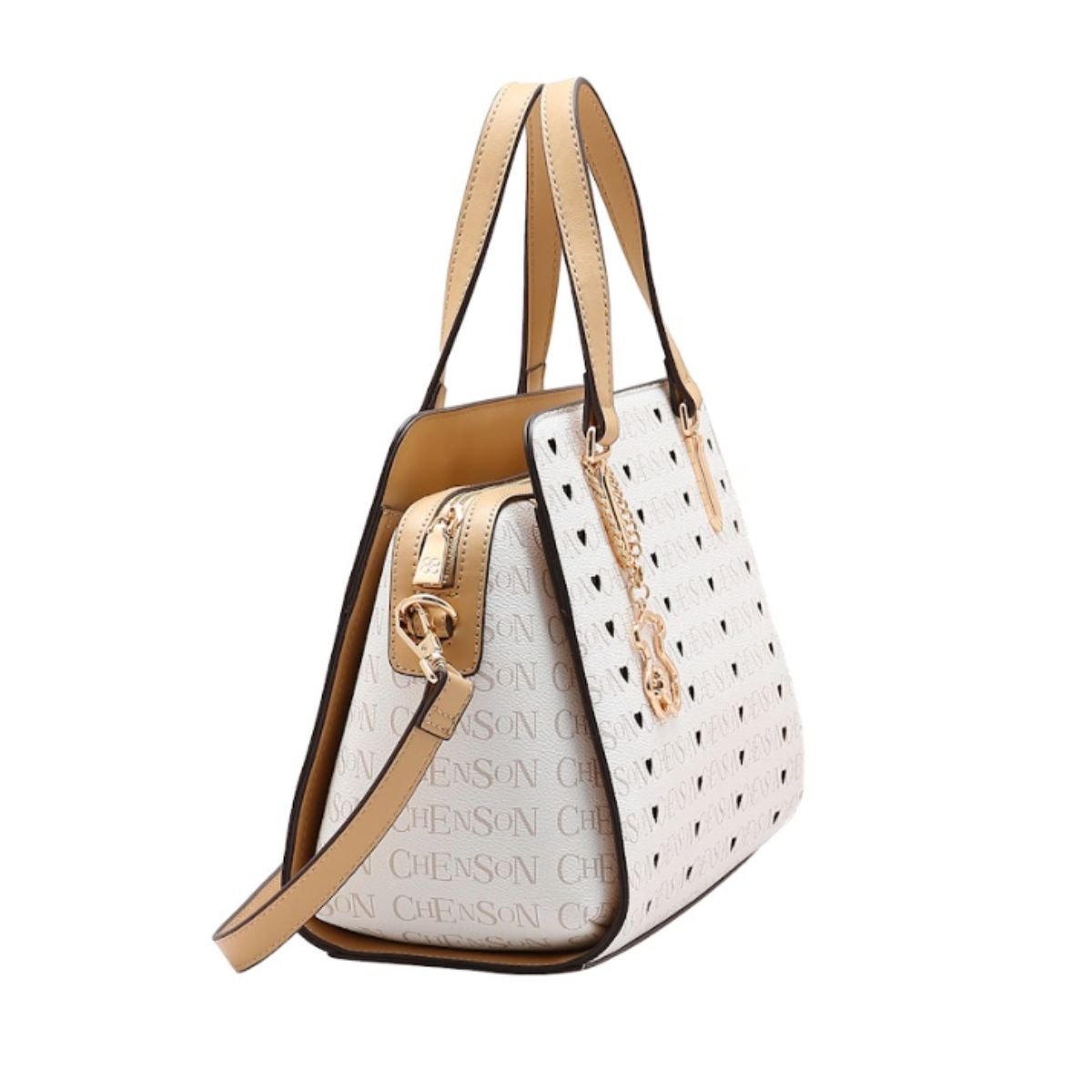 Bolsa Feminina Chenson Cristal Monograma 85394 Bege Bege 2