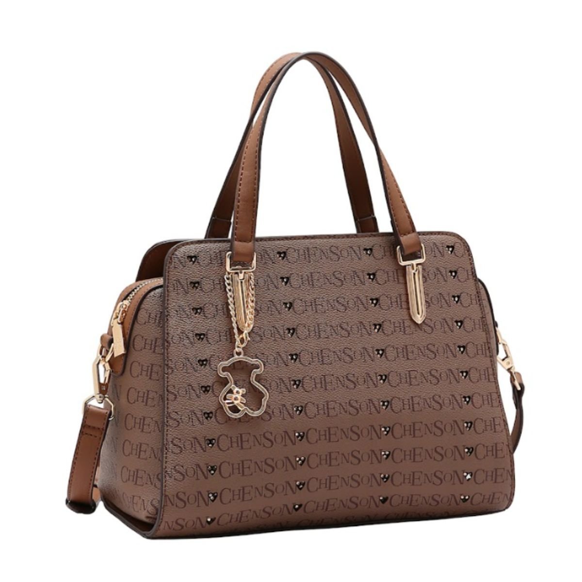 Bolsa Feminina Chenson Cristal Monograma 85394 Marrom