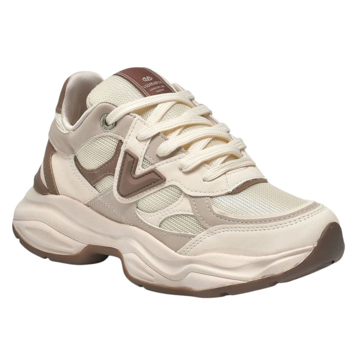 Tênis Feminino Casual Chunky Via Marte 158023 Creme Creme 2