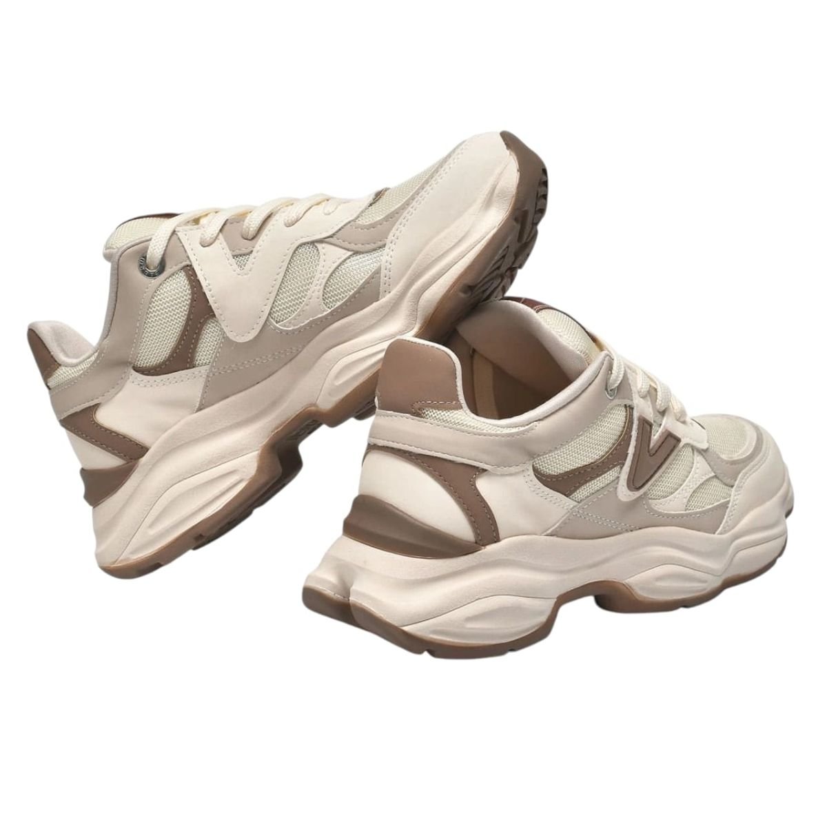 Tênis Feminino Casual Chunky Via Marte 158023 Creme Creme 3